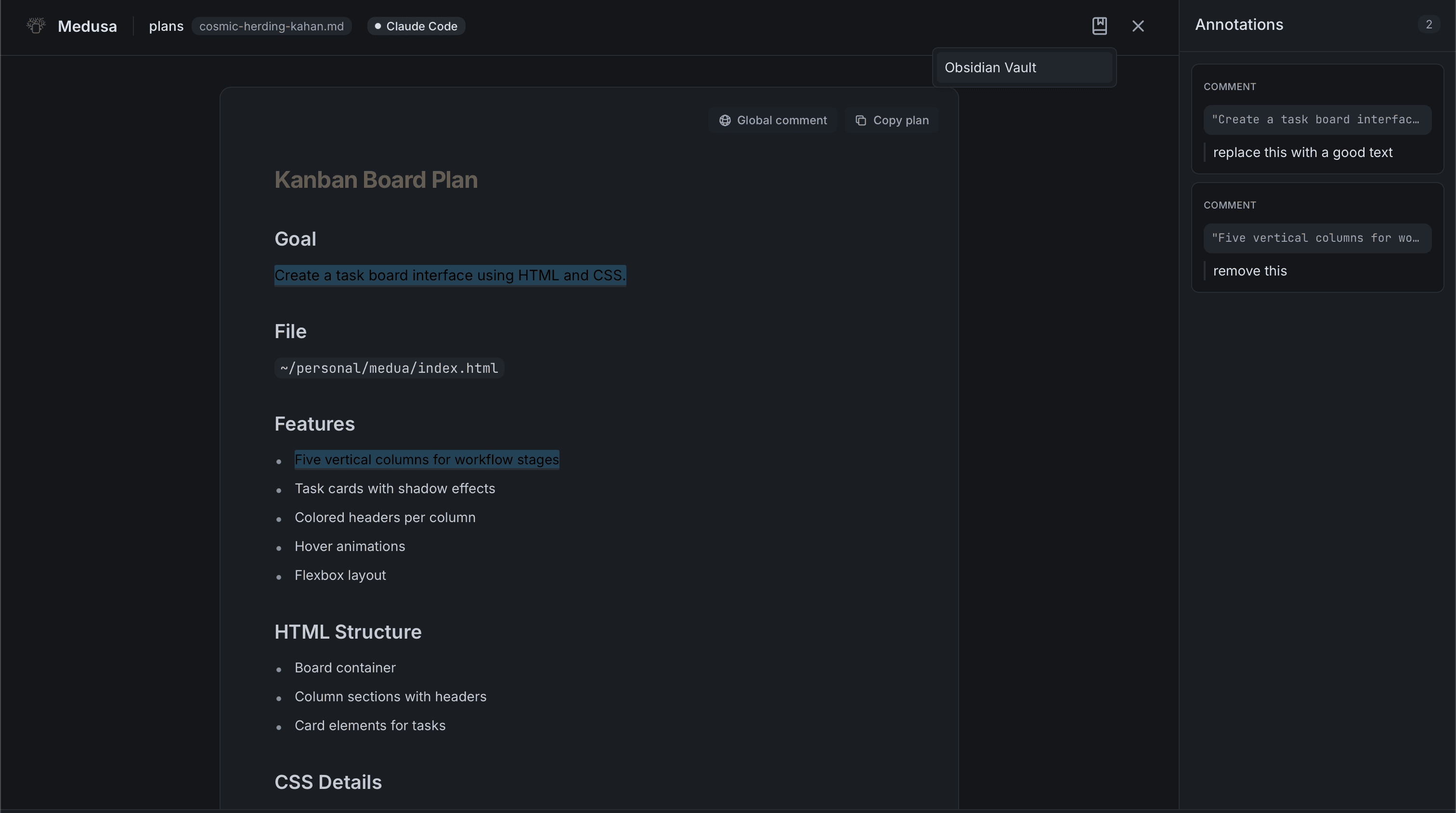 Obsidian vault settings